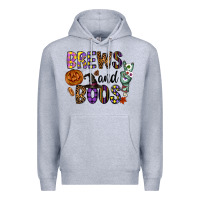 Heather Grey Brews And Boos Premium Hoodie - CowhideDigitalArt