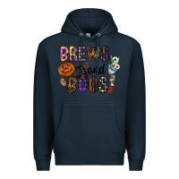 Navy Brews And Boos Premium Hoodie - CowhideDigitalArt