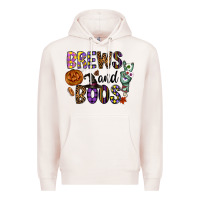 Pale Pink Brews And Boos Premium Hoodie - CowhideDigitalArt