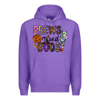 Purple Brews And Boos Premium Hoodie - CowhideDigitalArt