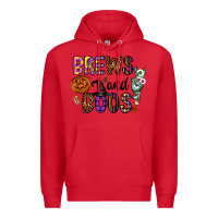 Red Brews And Boos Premium Hoodie - CowhideDigitalArt