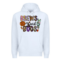 White Brews And Boos Premium Hoodie - CowhideDigitalArt