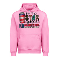 Fuchsia Pink Star Spangled Hammered Urban Hoodie - CowhideDigitalArt