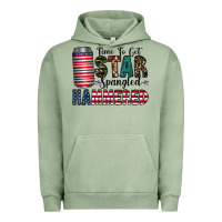 Pigment Oil Green Star Spangled Hammered Urban Hoodie - CowhideDigitalArt