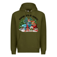 Army Green hanging with my gnomies Premium Hoodie - FaDigitalArtStudio
