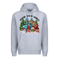 Heather Grey hanging with my gnomies Premium Hoodie - FaDigitalArtStudio