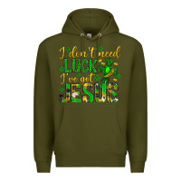 Army Green i dont need luck ive got jesus st. patricks day Premium Hoodie - Neo Western