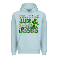 Blue Mist i dont need luck ive got jesus st. patricks day Premium Hoodie - Neo Western