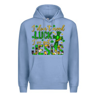 Colony Blue i dont need luck ive got jesus st. patricks day Premium Hoodie - Neo Western