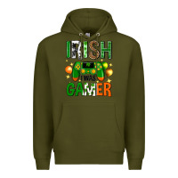 Army Green irish i was gamer st. patricks day Premium Hoodie - Neo Western