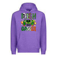 Purple irish i was gamer st. patricks day Premium Hoodie - Neo Western