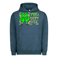 Pigment Midnight Navy one lucky dude Urban Hoodie - RacoonDesign