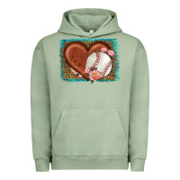 Pigment Oil Green western leopard baseball heart Urban Hoodie - HRA Design Shop