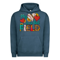 Pigment Midnight Navy my heart is on that field baseball Urban Hoodie - HRA Design Shop