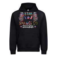 Black star spangled hammered Urban Hoodie - CowhideDigitalArt