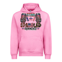 Fuchsia Pink star spangled hammered Urban Hoodie - CowhideDigitalArt