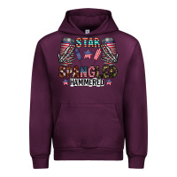 Mauve Wine star spangled hammered Urban Hoodie - CowhideDigitalArt