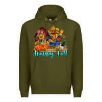 Army Green happy fall scarecrow Premium Hoodie - FaDigitalArtStudio