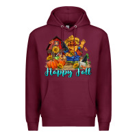 Burgundy happy fall scarecrow Premium Hoodie - FaDigitalArtStudio
