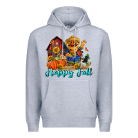 Heather Grey happy fall scarecrow Premium Hoodie - FaDigitalArtStudio