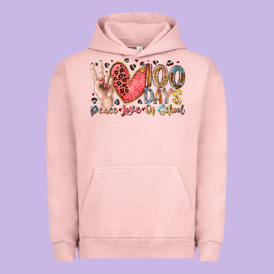 Peace Love 100 Days Of School Urban Hoodie Designed By Racoondesign