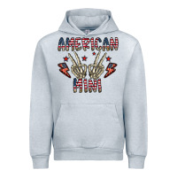 Heather Grey american mini Urban Hoodie - CowhideDigitalArt