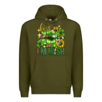 Army Green Kiss me im irish st.patricks day lips st.patricks Premium Hoodie - Neo Western