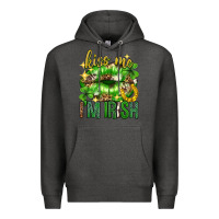 Charcoal Heather Kiss me im irish st.patricks day lips st.patricks Premium Hoodie - Neo Western