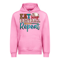 Fuchsia Pink eat sleep baseball repeat Urban Hoodie - HRA Design Shop