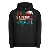 Pigment Black eat sleep baseball repeat Urban Hoodie - HRA Design Shop