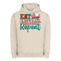 Pigment French Oak eat sleep baseball repeat Urban Hoodie - HRA Design Shop