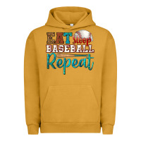 Pigment Peanut Butter eat sleep baseball repeat Urban Hoodie - HRA Design Shop