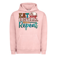 Pigment Salmon eat sleep baseball repeat Urban Hoodie - HRA Design Shop