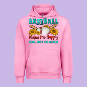 Baseball Makes Me Happy You, Not So Much Urban Hoodie Designed By Hra Design Shop