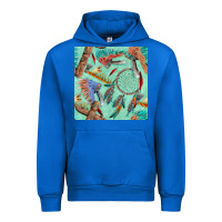 Cobalt pipe tomahawk dreamcatcher headdress seamless patt Urban Hoodie - FaDigitalArtStudio
