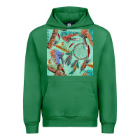 Emerald pipe tomahawk dreamcatcher headdress seamless patt Urban Hoodie - FaDigitalArtStudio