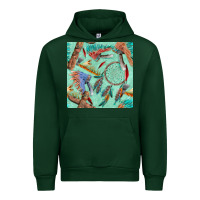Forest Green pipe tomahawk dreamcatcher headdress seamless patt Urban Hoodie - FaDigitalArtStudio