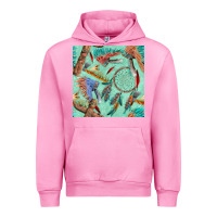 Fuchsia Pink pipe tomahawk dreamcatcher headdress seamless patt Urban Hoodie - FaDigitalArtStudio