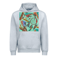 Heather Grey pipe tomahawk dreamcatcher headdress seamless patt Urban Hoodie - FaDigitalArtStudio