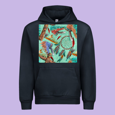 Pipe Tomahawk Dreamcatcher Headdress Seamless Patt Urban Hoodie Designed By Fadigitalartstudio