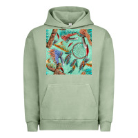 Pigment Oil Green pipe tomahawk dreamcatcher headdress seamless patt Urban Hoodie - FaDigitalArtStudio