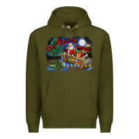 Army Green heaux heaux heaux christmas louisiana swamp Premium Hoodie - FaDigitalArtStudio