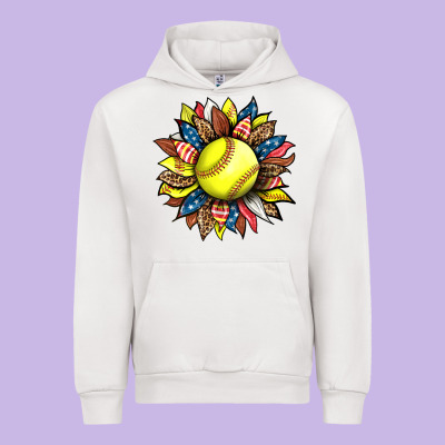 Softball Sunflower Urban Hoodie Designed By Hra Design Shop