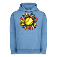 Pigment Pebble Blue softball sunflower Urban Hoodie - HRA Design Shop