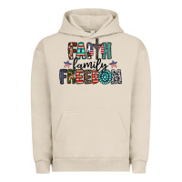 Pigment French Oak faith family freedom Urban Hoodie - CowhideDigitalArt