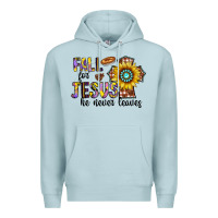 Blue Mist fall for jesus he never leaves Premium Hoodie - CowhideDigitalArt