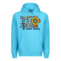 Ocean Blue fall for jesus he never leaves Premium Hoodie - CowhideDigitalArt
