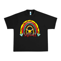 Black Softball Rainbow Urban Heavy Tee - RanaPortraitStore