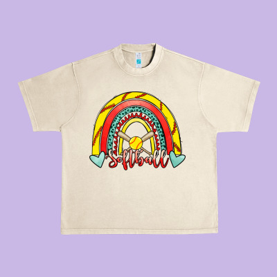 Softball Rainbow Urban Heavy Tee Designed By Ranaportraitstore