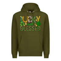 Army Green Lucky and blessed st. patricks day Premium Hoodie - Neo Western
